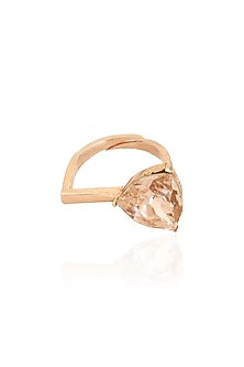 Rose Gold Finish White Swarovski Ring