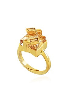 Gold Finish Swarovski Ring
