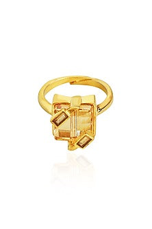 Gold Finish Swarovski Ring