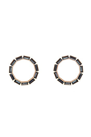 Gold Finish Swarovski Hoop Earrings