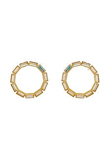 Gold Finish Swarovski Hoop Earrings