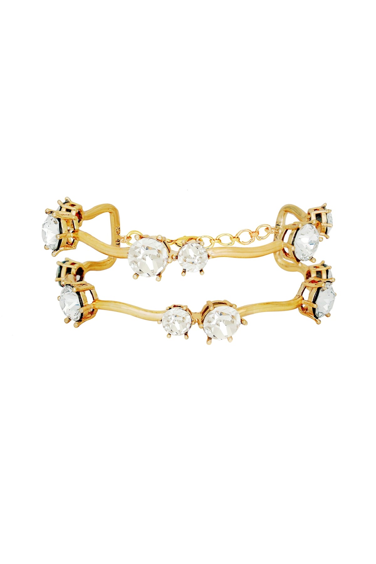 White Rhodium Finish Diamond & Swarovski Statement Bracelet