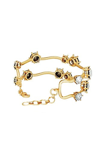 White Rhodium Finish Diamond & Swarovski Statement Bracelet