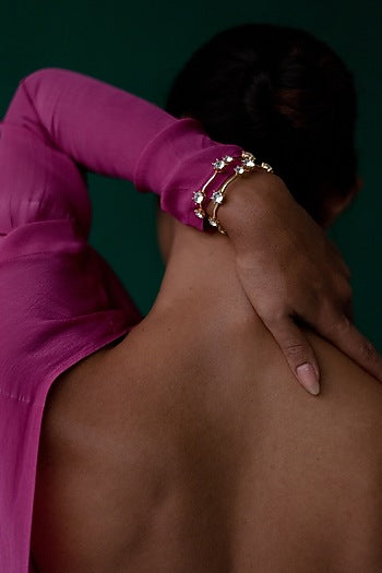 White Rhodium Finish Diamond & Swarovski Statement Bracelet