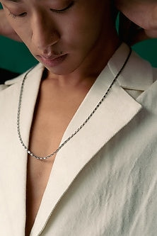 White Finish Swarovski Braided Chain Necklace