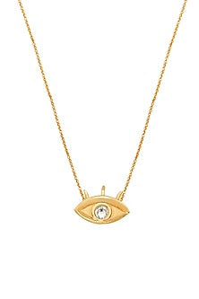 Gold Finish Swarovski Cat Eye Pendant Necklace