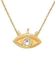 Gold Finish Swarovski Cat Eye Pendant Necklace