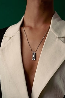 White Finish Obsidian & Swarovski Pendant