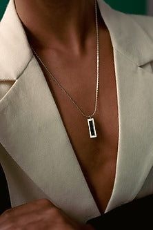 White Finish Obsidian & Swarovski Pendant