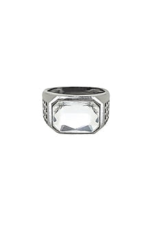 Black Rhodium Finish Swarovski & Jade Ring