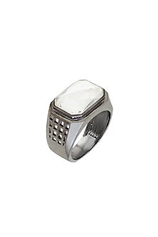 Black Rhodium Finish Swarovski & Jade Ring
