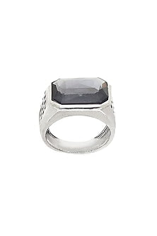 White Finish Swarovski & Jade Ring