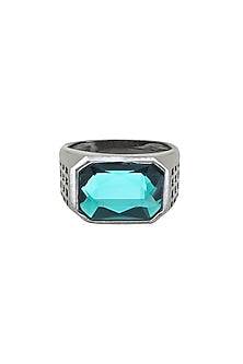 Black Rhodium Finish Swarovski & Jade Ring