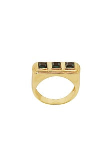 Gold Finish Swarovski & Malachite Ring