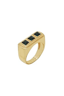 Gold Finish Swarovski & Malachite Ring