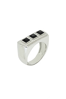 White Finish Swarovski & Malachite Ring