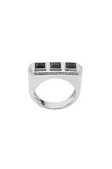 White Finish Swarovski & Malachite Ring