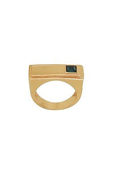 Gold Finish Swarovski & Malachite Ring