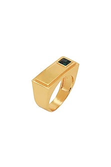 Gold Finish Swarovski & Malachite Ring