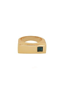 Gold Finish Swarovski & Malachite Ring