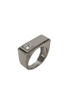 Black Rhodium Finish Tanzanite & Swarovski Ring