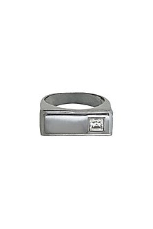 Black Rhodium Finish Tanzanite & Swarovski Ring