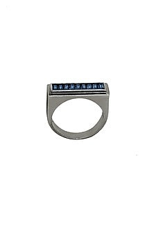 Black Rhodium Finish Tanzanite & Swarovski Ring
