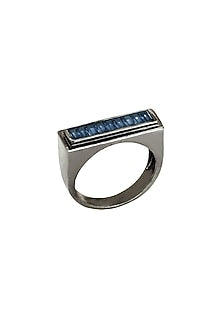 Black Rhodium Finish Tanzanite & Swarovski Ring