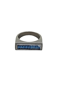 Black Rhodium Finish Tanzanite & Swarovski Ring