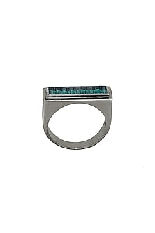 Black Rhodium Finish Obsidian & Swarovski Ring