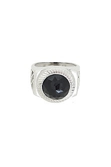 White Finish Onyx & Swarovski Ring