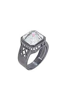 Black Rhodium Finish Swarovski Spinel Ring