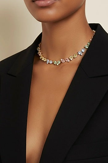 Gold Plated Multi-Colored Swarovski Necklace