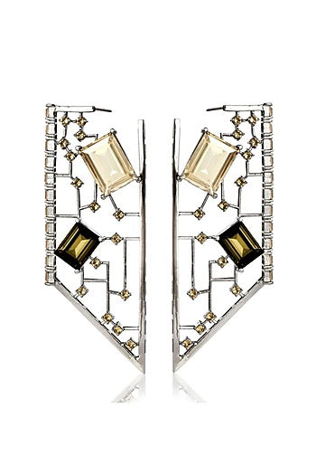 Gunmetal Rhodium Finish Cutwork Earrings