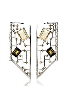 Gunmetal Rhodium Finish Cutwork Earrings