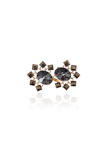 White Rhodium Finish Metallic Grey Swarovski Crystal Ring