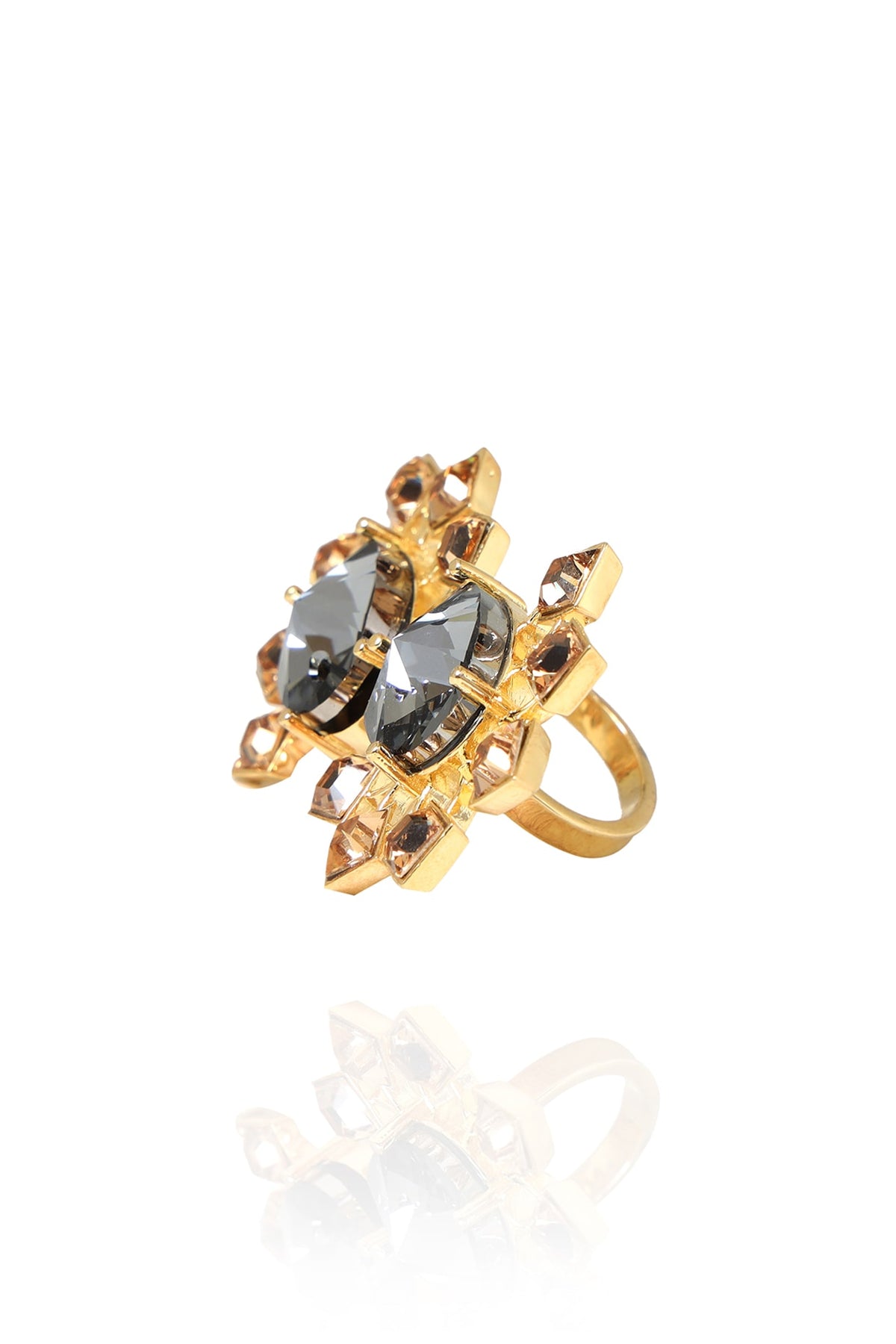 White Rhodium Finish Swarovski Crystal Ring
