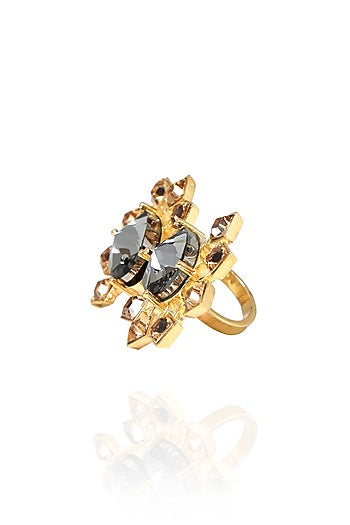 White Rhodium Finish Swarovski Crystal Ring