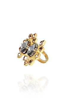 White Rhodium Finish Swarovski Crystal Ring