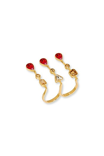 White Rhodium Finish Red Swarovski Crystal Ring