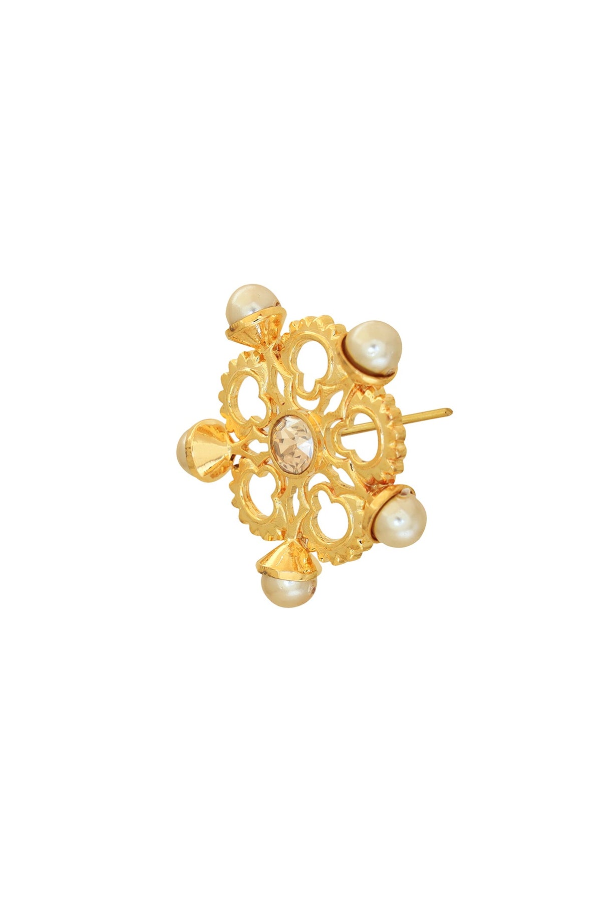 White Rhodium Finish Swarovski Crystal & Pearl Stud Earrings