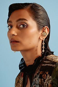 Gold Finish Swarovski Dangler Earrings