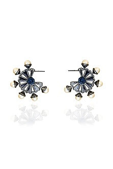 White Rhodium Finish Gunmetal Swarovski Pearl Hoop Earrings