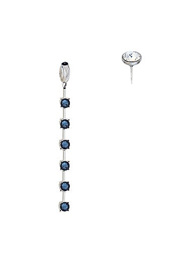 White Rhodium Finish Blue & Silver Swarovski Dangler Earrings