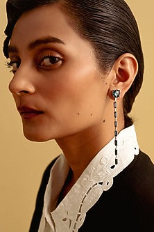 White Finish Grey Swarovski Dangler Earrings
