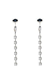 White Finish Grey Swarovski Dangler Earrings