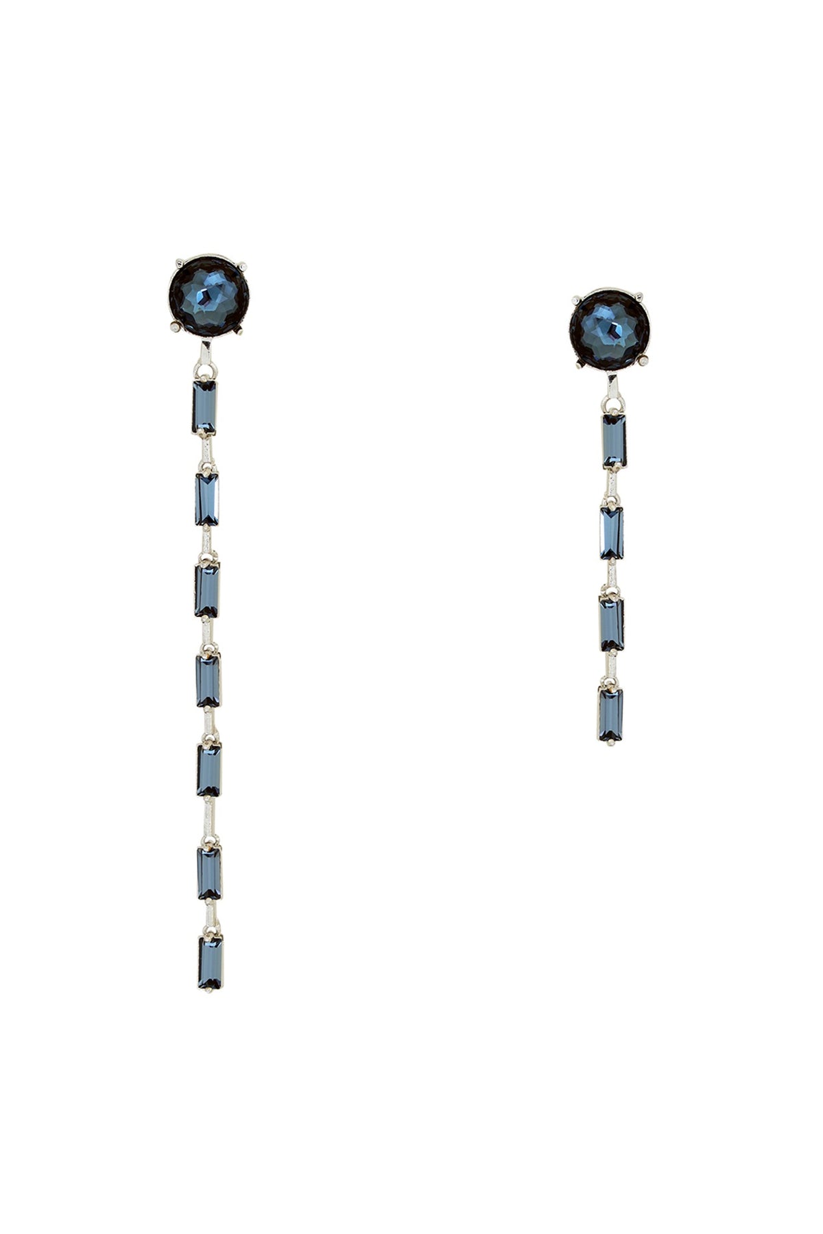 White Finish Grey Swarovski Dangler Earrings