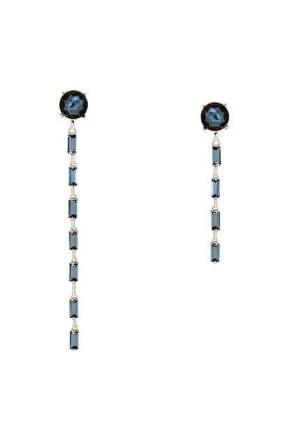 White Finish Grey Swarovski Dangler Earrings