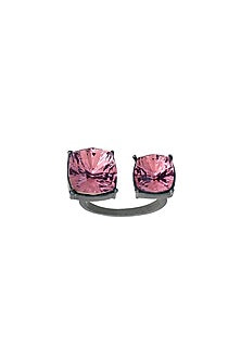 Black Rhodium Finish Pink Swarovski Crystal Ring
