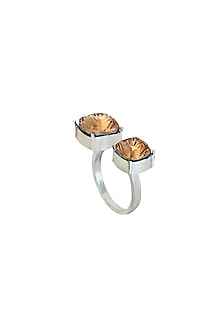 White Finish Grey Swarovski Crystal Ring